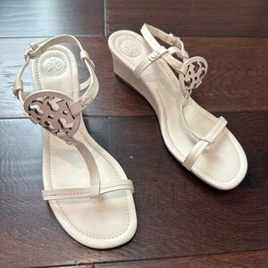 Tory Burch, Miller wedge sandals, size 8.